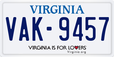 VA license plate VAK9457
