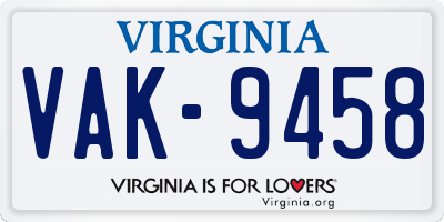 VA license plate VAK9458