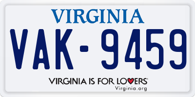 VA license plate VAK9459