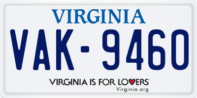 VA license plate VAK9460