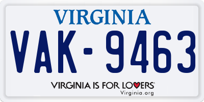 VA license plate VAK9463