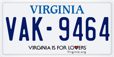 VA license plate VAK9464