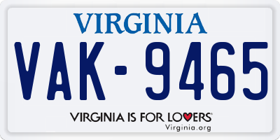 VA license plate VAK9465