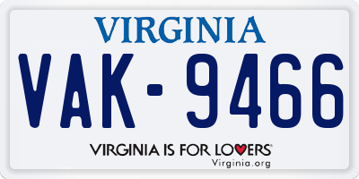 VA license plate VAK9466
