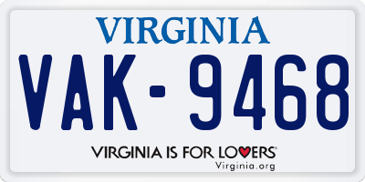 VA license plate VAK9468