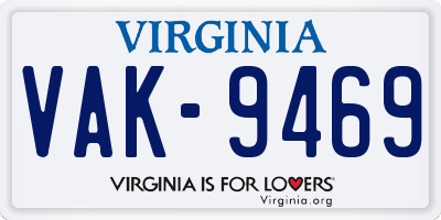VA license plate VAK9469