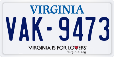 VA license plate VAK9473