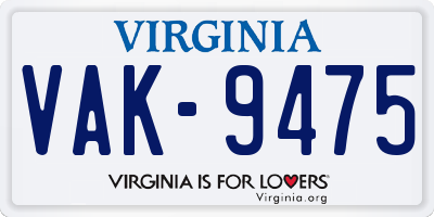 VA license plate VAK9475