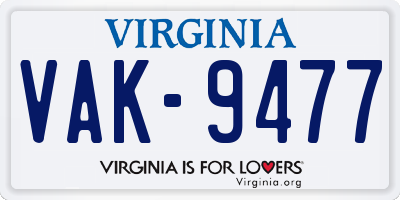 VA license plate VAK9477