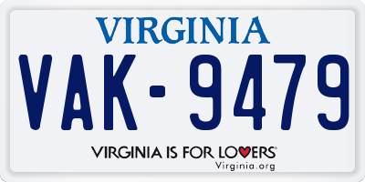 VA license plate VAK9479