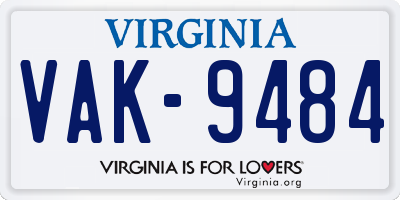 VA license plate VAK9484