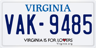 VA license plate VAK9485