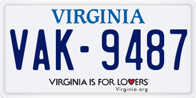 VA license plate VAK9487
