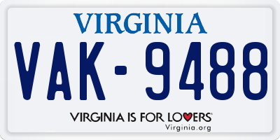 VA license plate VAK9488