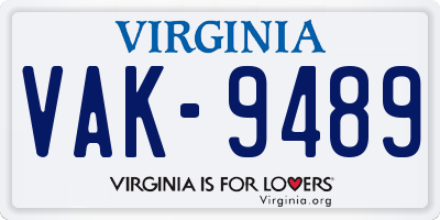 VA license plate VAK9489