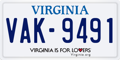 VA license plate VAK9491