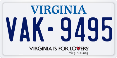 VA license plate VAK9495