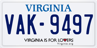 VA license plate VAK9497