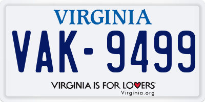 VA license plate VAK9499