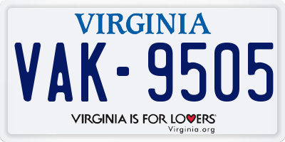 VA license plate VAK9505