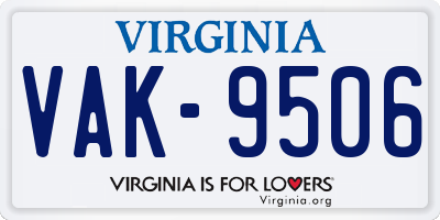 VA license plate VAK9506