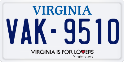 VA license plate VAK9510