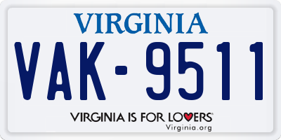 VA license plate VAK9511