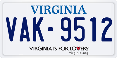 VA license plate VAK9512