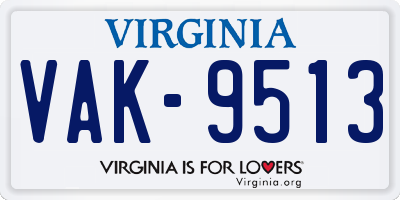 VA license plate VAK9513