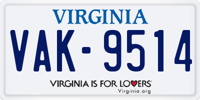 VA license plate VAK9514