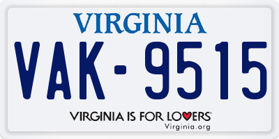 VA license plate VAK9515