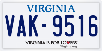 VA license plate VAK9516