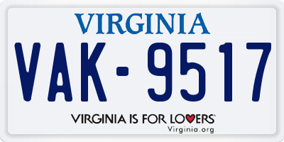 VA license plate VAK9517