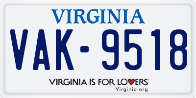 VA license plate VAK9518