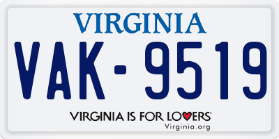 VA license plate VAK9519