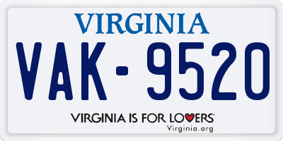 VA license plate VAK9520