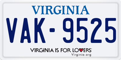 VA license plate VAK9525