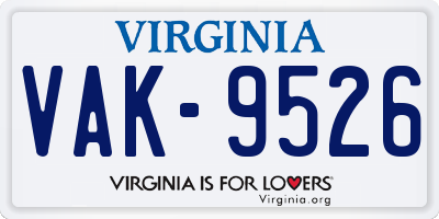 VA license plate VAK9526