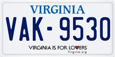 VA license plate VAK9530