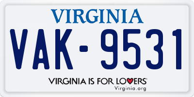 VA license plate VAK9531