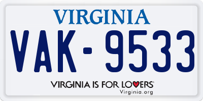 VA license plate VAK9533