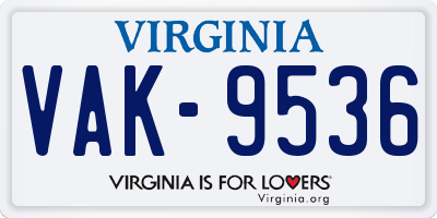 VA license plate VAK9536