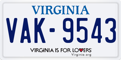 VA license plate VAK9543