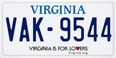 VA license plate VAK9544