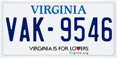VA license plate VAK9546