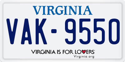 VA license plate VAK9550