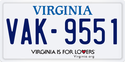 VA license plate VAK9551