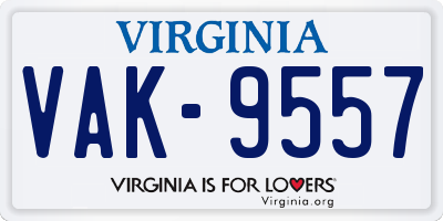 VA license plate VAK9557