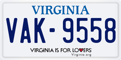 VA license plate VAK9558