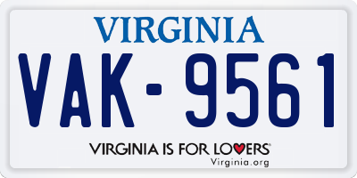 VA license plate VAK9561